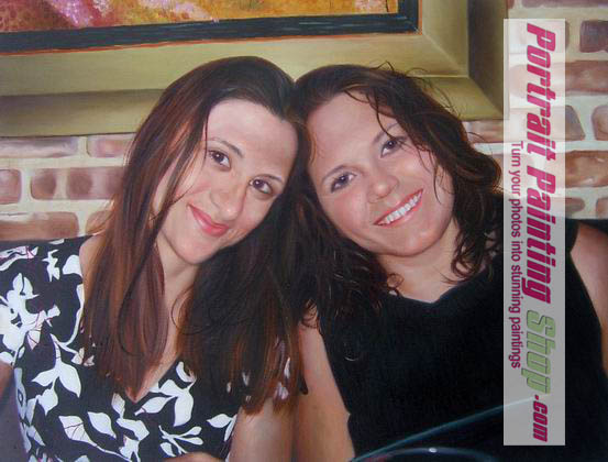 Custom Oil Paintings-sister photo into oil painting portrait